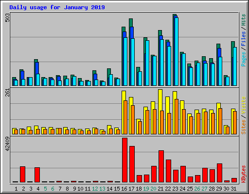 Daily usage for January 2019
